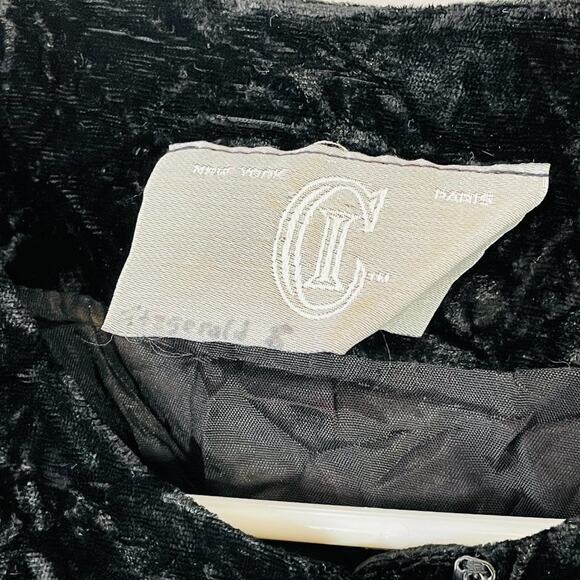 Vintage 80s Black Velvet Blouse w Pearl Rhinestone Buttons – Statement Shoulders - Picture 5 of 9